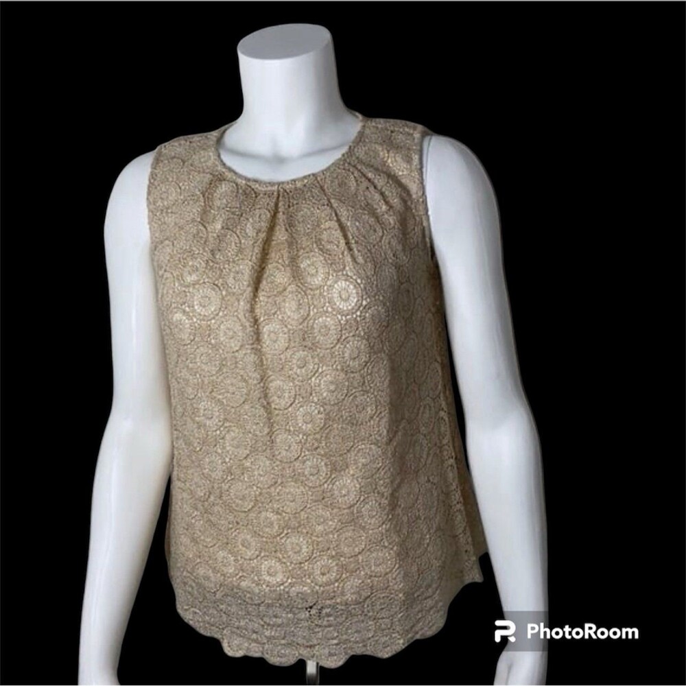 Talbots Women’s Sleeveless Lined Gold Lame’ Blouse Size 12